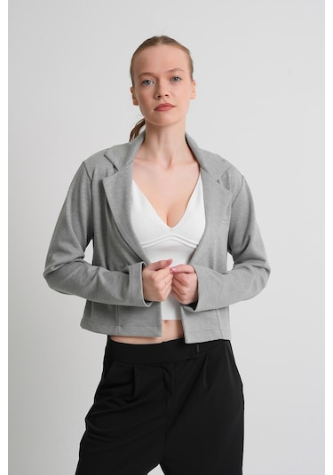Alexander Gardi Alexandergardı Astarsız Crop Blazer Ceket Açık Gri