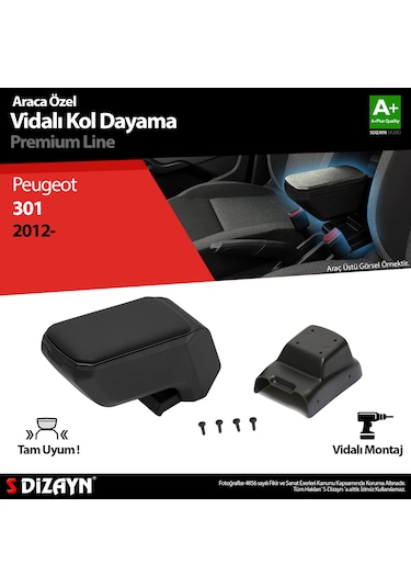 S-dizayn Peugeot 301 Abs Vidalı Kol Dayama Kolçak Siyah 2012 Üzer