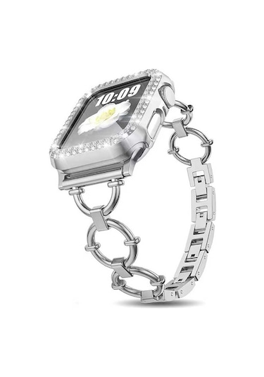 Apple Uyumlu  Watch 7 45 MM Krd-56 Halka Tasarım Metal Kordon