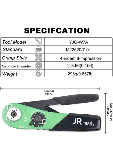 Jrready Yjq-w7a M22520/7-01 Pin Sıkma Aleti Crımp Tools
