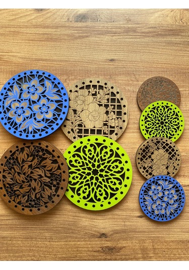 8'li Büyük Boy Ve Küçük Boy Ahşap Nihale Seti 4