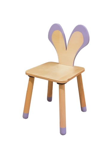 Woodnjoy Wood & Joy Doğal Ahşap Renkli Çocuk Sandalye Fare Lila