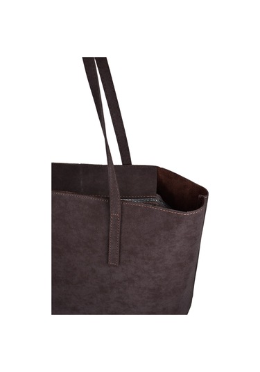 Kadın Büyük Boy Süet El Ve Omuz Çantası - Acı Kahve Acı Kahverengi