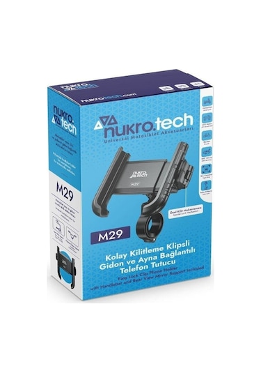 Nukro.tech M29 Klipsli Telefon Tutucu Gidon Ve Ayna Bağlantı Aparatlı