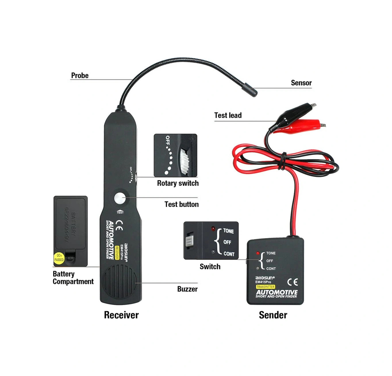 Yunboo Otomatik Kabloları Takip Etme Aracı - Kısa Devre Ve Açık Devre Tespiti, 6-42v Dc, Elektrik Sistemi Tanı, Tahta/traktör/bot Uyumlu