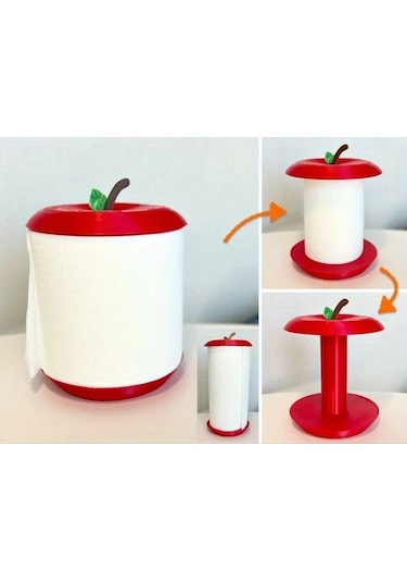 Fochsia Elma Şeklinde Kırmızı Sku Kağıt Havlu Askısı Montajsız Ve Alan Tasarruflu Kırmızı