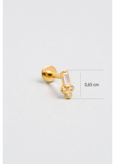 Baget Kesim 18 Ayar Sarı Altın Kaplama Gümüş Tragus-helix Piercing Sarı