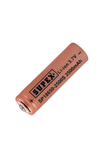 Supex 18650 3.7v 2500mah Li-ion Şarjlı Pil Başlı