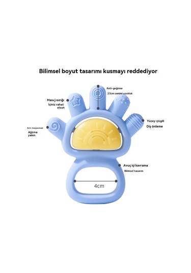 Jian Fan Bebek Silikon Palmiye Zil El Zil Oyuncak Mavi