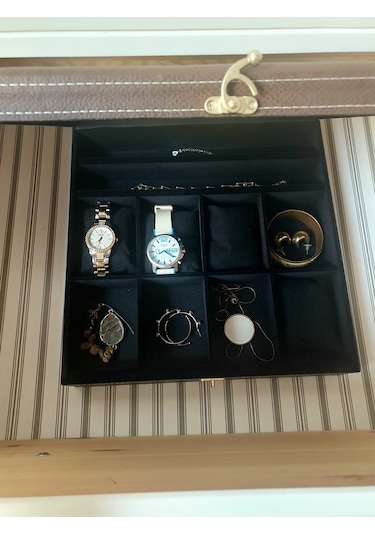 Adalinhome 10 Bölmeli Deri Kaplamalı Aksesuar Takı Saat Kutusu Siyah