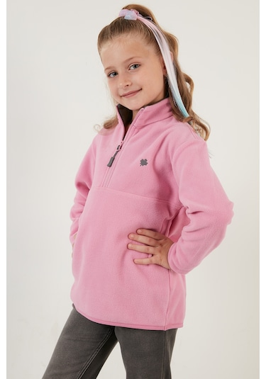 Lela Yumuşak Dokulu Fermuarlı Dik Yaka Şardonlu Kışlık Unisex Çocuk Polar 5905002 Şeker Pembe