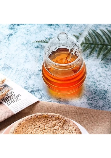 Pazly Şeffaf Kapaklı Büyük Bal Kavanozu - Dayanıklı Cam Saklama Kabı Pratik Ev Kullanımı İçin Mükemmel Şeffaf