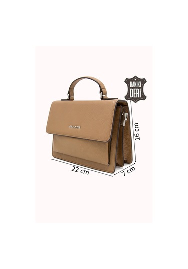 Hakiki Deri Kadın El Çantası Camel Smr9022 Camel
