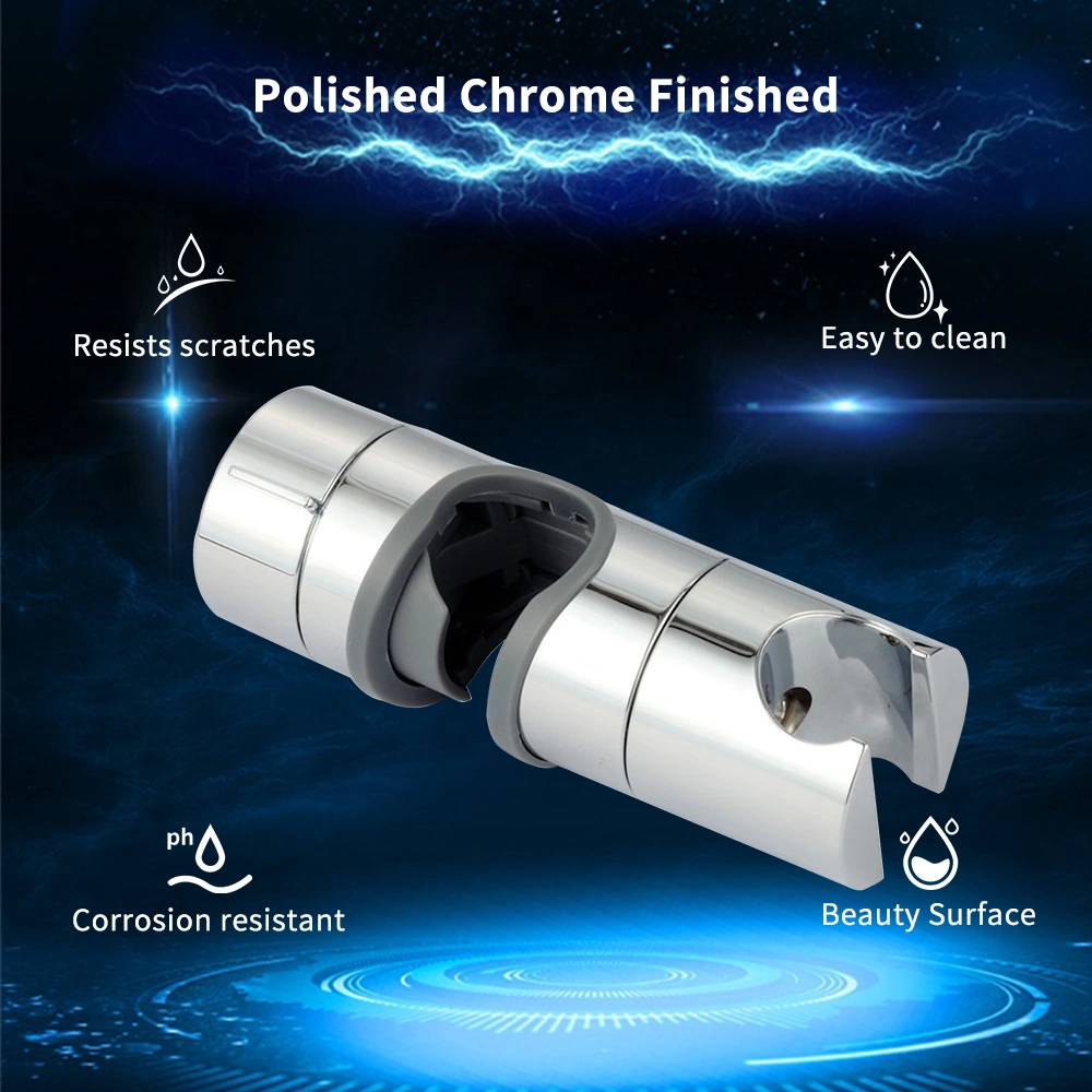 Yunboo 18-25mm Boru Uyumlu El Duşu Tutucu, Yükseklik Ayarlanabilir, 360 Derece Döner, Krom Kaplama, Kaymasını Önleyen Silikon Yastık Gümüş