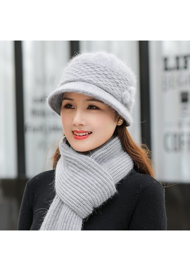 Arion Hs-01x Şık Şapka/bere Ve Atkı Takımı Gri