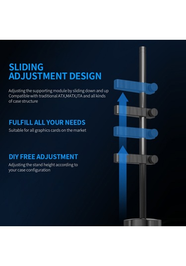 Monyee Alüminyum Gpu Tutucu Stant - Dikey Ekran Kartı Sabitleyici Braketi Siyah Gm961 Modeli Soğutucu Destekleyici