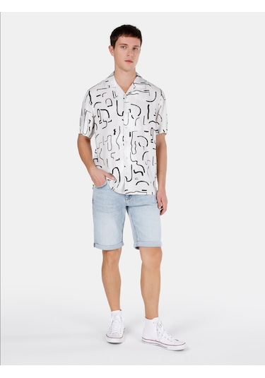 Colin's Colins Normal Kesim Shirt Yaka Baskılı Bej Erkek Kısa Kol Gömlek Cl1068114 Cl1068114 Q1.v1 Beı Bej