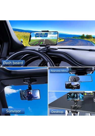 Araç 360 Derece Döndürme Dashboard Cep Telefonu Tutucu Araba İçin Sabitleme Kıskacı Standı 4 İla 7 Inç Akıllı Telefonlar İçin Uygun