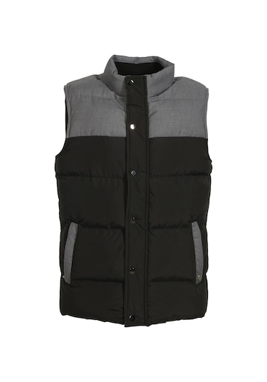 Erkek Slim Fit Siyah Rüzgar Ve Su Itici Termo Iç Astarlı Nefes Alabilen Yelek Ncs Jeans 4514-Siyah