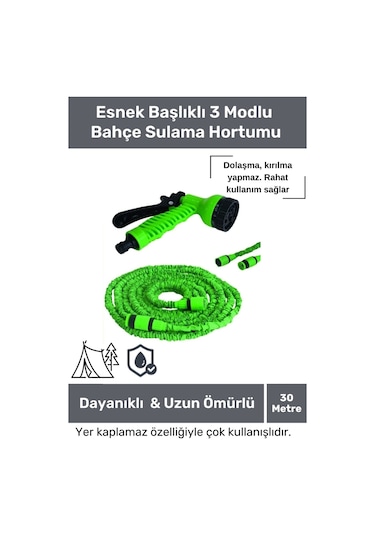 Dayanıklı Kırılmaz 3 Modlu Uzayan Bahçe Sulama Araç Yıkama Hortumu 30 Metre