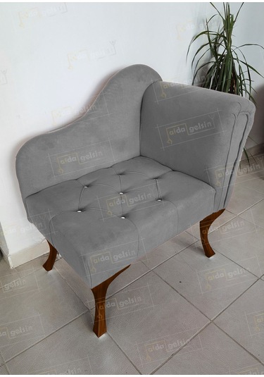 Yeni Model Ters Kol Tekli Köşe Koltuğu Josefin Bench Ceviz Ayak Siyah