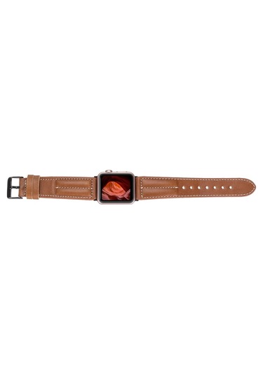 Apple Watch Uyumlu Deri Kordon 42-44-45mm Nm3-as2 Taba