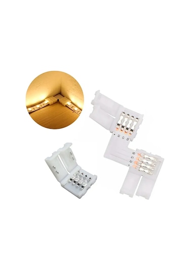 Fobz 4 Pin 10mm Köşe Adaptörü Led Şerit 334098555 Beyaz Pırlanta