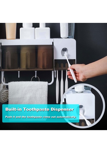 Geeksen "çok Amaçlı Duvar Askılı Diş Fırçası Ve Macun Sıkacağı - Banyo Organizer, Yer Tasarruflu Havlu Bardak Askısı" Diğer
