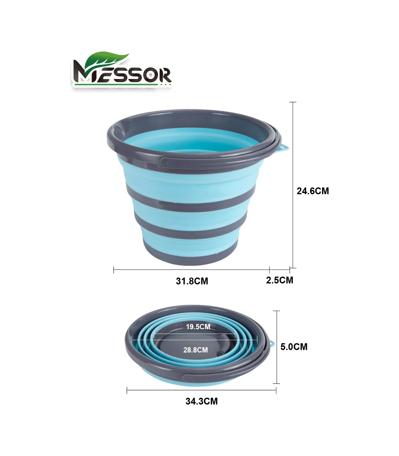 Messor Katlanabilir Kova 10 Litre Evsel 229154521 Açık Mavi