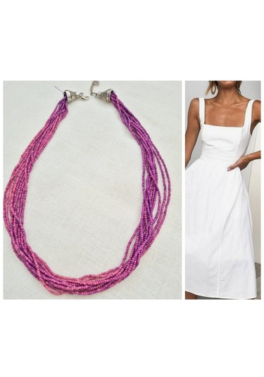 Mor Degradeli Boncuk Kolye