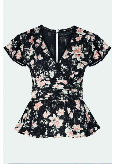 Guess Desenli Kadın Bluz Siyah