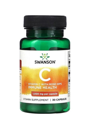 Swanson, Vitamin C With Rose Hips, 30 Kapsül