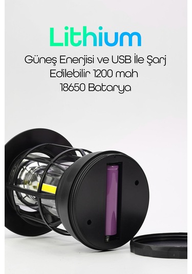 Led Şarjlı Kamp Lambası Işık Dimmer Ayarlı Askılı Portatif Işıldak El Feneri Gece Lamba Siyah Pr20 Siyah