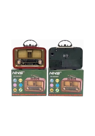 Ns-6650 Büyük Boy Telefon Tutma Aparatlı Retro Ahşap Tasarım Bluetooth Hoparlörlü Radyo Fm/am-440