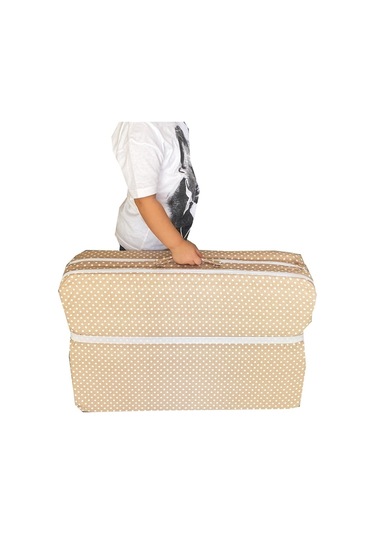 Katlanır Çocuk Yatağı Sünger Yatak Çocuk Oyun Minderi 60x120-4 Cm Kahverengi Puantiyeli