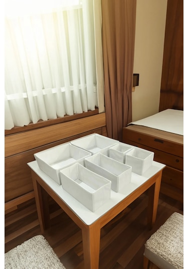 6'lı Krem Keçe Çekmece Içi Düzenleyici Organizer Set - Çok Amaçlı Krem