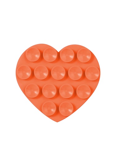 Forzacase Çift Taraflı Silikon Vakumlu Eller Serbest Cep Telefon Tutacağı Kalp - Fc1109 Turuncu