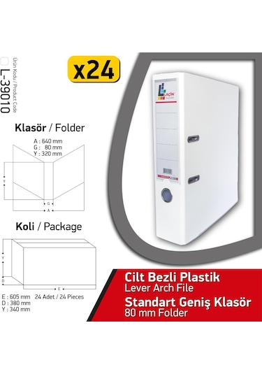 Laçin Klasör Beyaz Geniş 24 Adet 1 Koli