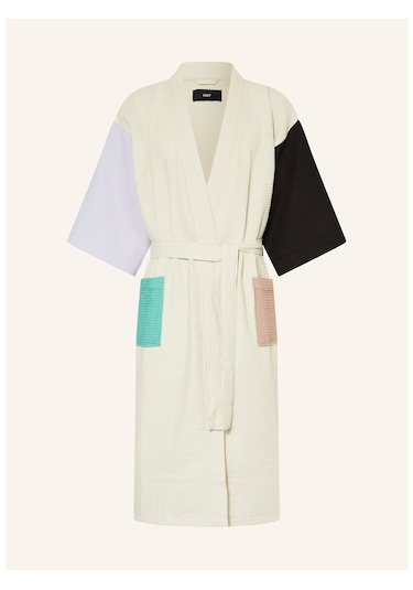 Unisex Kimono Waffle 125 Cm Şal Yaka Çift Halkalı Kemerli Ekru