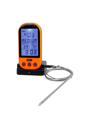 Ulzyvf Portatif Gıda Termometresi: 20-30m Rf, 0-250 Ölçüm, Su Geçirmez Prob, Küçük Tasarım, Turuncu Veya Gümüş Renk