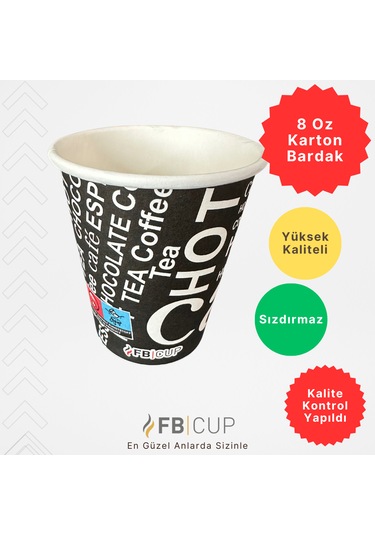 Fb Cup 8 Oz Karton Bardak 1.000 Adet Sızdırmaz