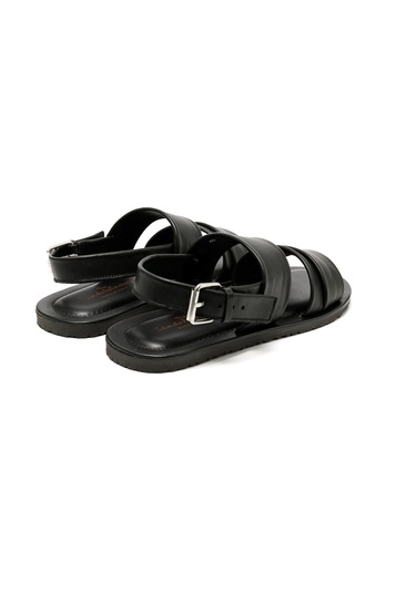 The Sandals Factory Black Sandalet Erkek M7718 The Sandals Factory Leather Upper Sandals Black