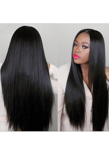 Fabrika Sınır Ötesi Peruk Avrupa Ve Amerikan Tarzı Peruk Kadın Uzun Düz Saç Siyah Orta Afrika Peruk Sentetik Peruk