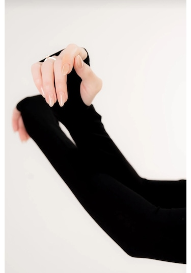 Pratik Tesettür Kolluk Penye Namaz Kolluğu Düz Siyah