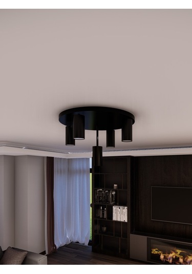 Miren Siyah Sabit Başlıklı 5'li Spot Led Tavan Avizesi