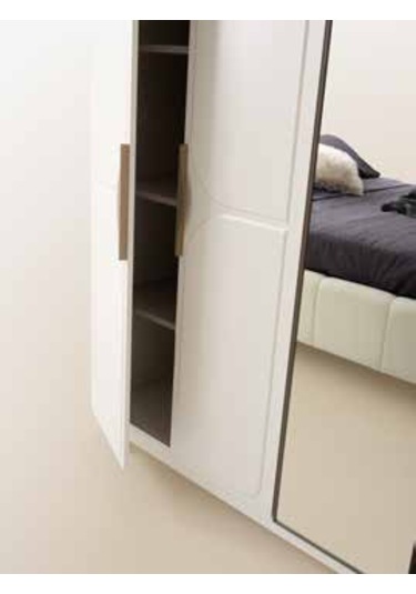 Solis Tamamı Mdf 6 Membranlı Kapaklı Reflekte Camlı Gardırop Dolap Beyaz