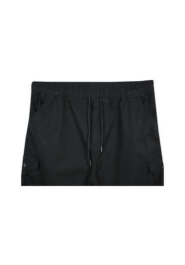 Kargo Cepli Büyük Beden Likralı Jogger Pantolon Siyah