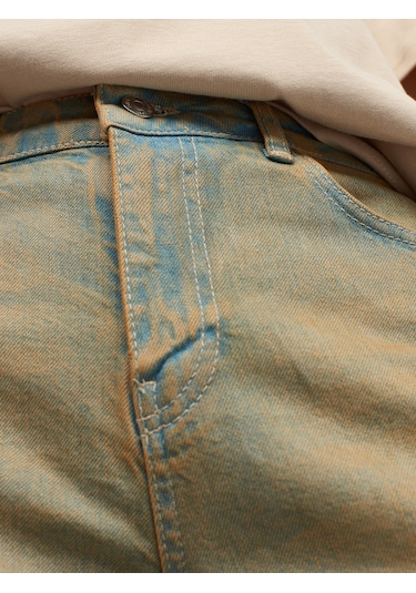 Dilvin Eskitmeli Denim Stright Pantolon Tint Haki - Mavi