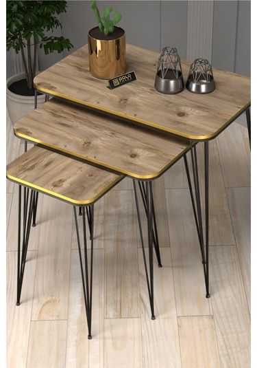 Zigon Sehpa Kr Çift Ceviz Tel Siyah Ayak Ceviz