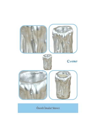 Mumluk Şamdan Tealight Mum Uyumlu Büyük Erimiş Mum Model - Gümüş